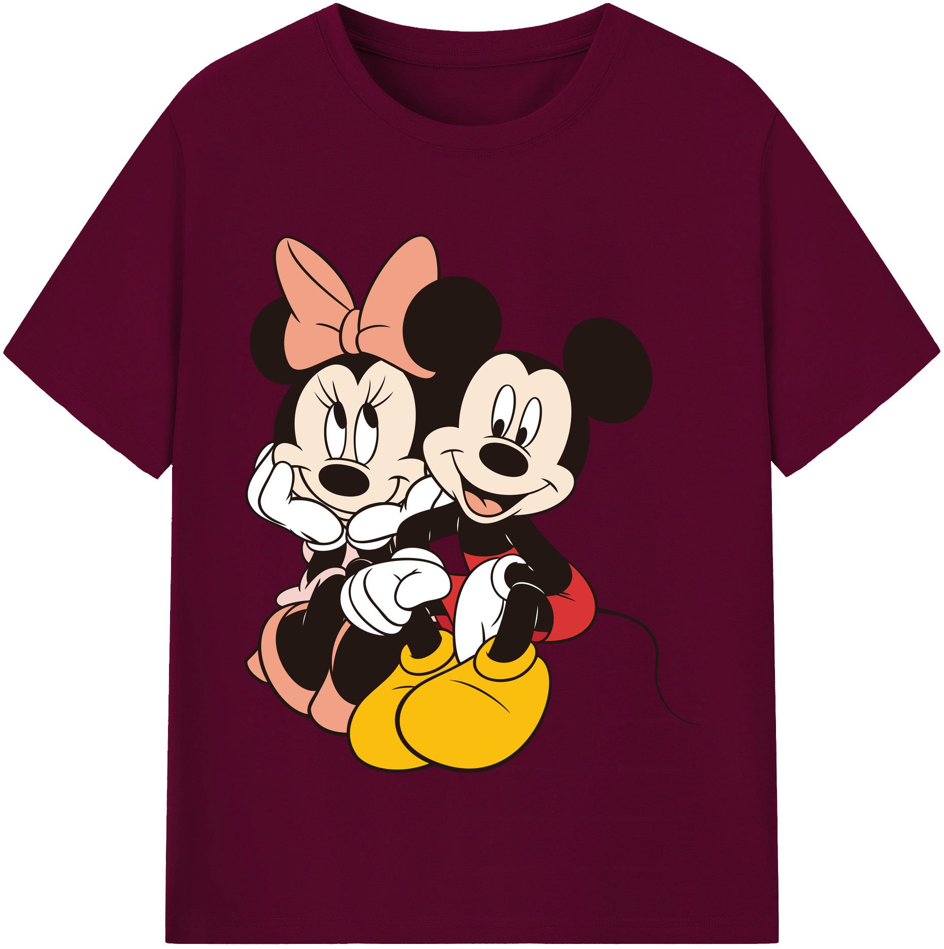 （画像用） ミッキーマウス Mickey Mouse レディースカジュアルプリントTシャツ（綿100％）